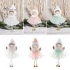 Christmas Angel Girl Hanging Decoration Golden Wing Plush Pointy Hat Sequin Tulle Skirt Bell Long Legs Holiday Xmas Tree Girl Doll Pendant Kids