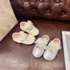2025 Autumn New Girls' Leather Shoes Korean Version Children's Bow Lace Pearl Lace Girls Princess Shoes Single Shoes