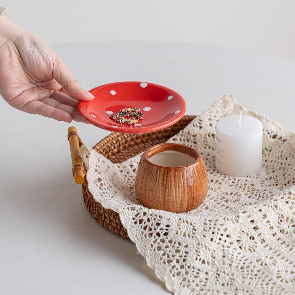 Mushroom Shape Ceramic Key Catchall Decorative Trinket Dish Entrance Ornaments  Interior Decor
