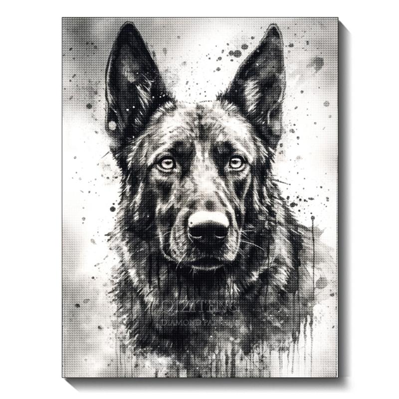 Черно-белая картина с изображением животных, алмазная живопись, собака, 5D, полная алмазная мозаика, вышивка крестом, набор для украшения дома своими руками