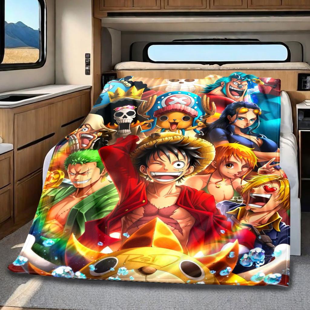 Плед с принтом Luffy из One Piece, высококачественный ворсистый плед, теплый и мягкий, подходит для диванов, кроватей, походов и офисов.