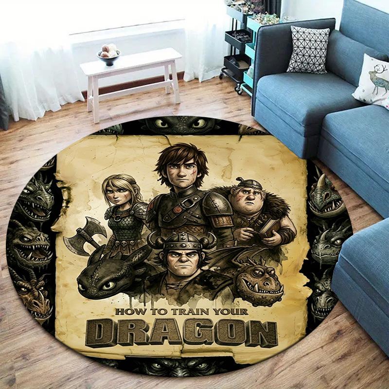 How Train Dragon Round Area Rug Carpet Rug For Living Room Bedroom Sofa Playroom Decor Nonslip Floor Mat