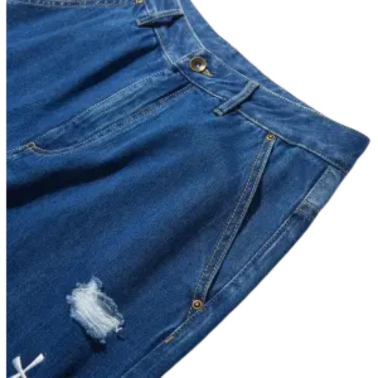 Джинсы Li Ning Letter Mid Waist Straight Leg Мужские джинсы Темно-синий AJQT373-1