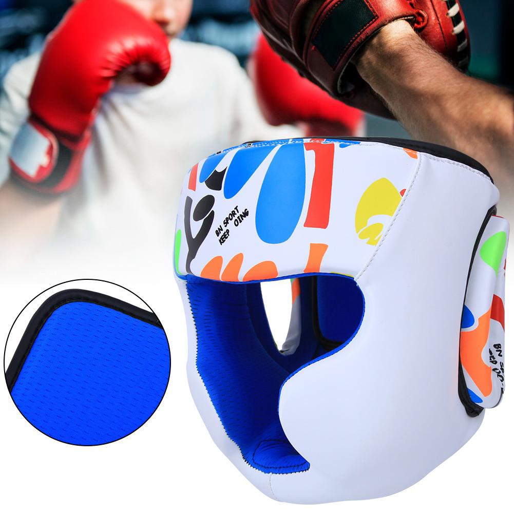 BN FIGHT Graffiti Children Helmet Heads Guard Protective Gear for Boxing Muay Thai Taekwondo TrainingS size  white