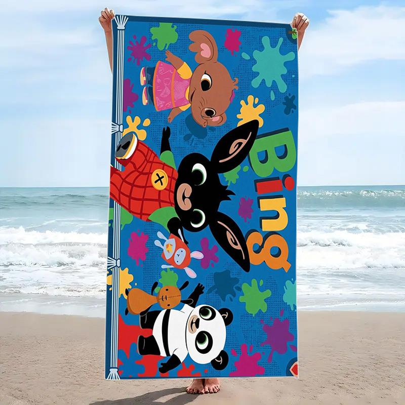 Bing Cartoon Print Beach Towel, Large Soft Quick Dry Towel for Beach Camping Swimming