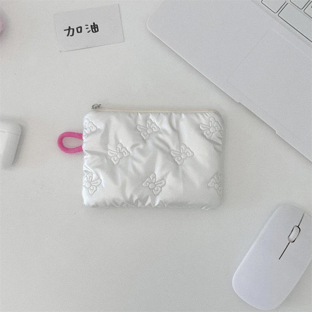Small Pink Bow Makeup Lipstick Storage Bag Cute Cosmetic Bags Coin Purse Commuter Clutch Ins Style Women's Makeup Bag