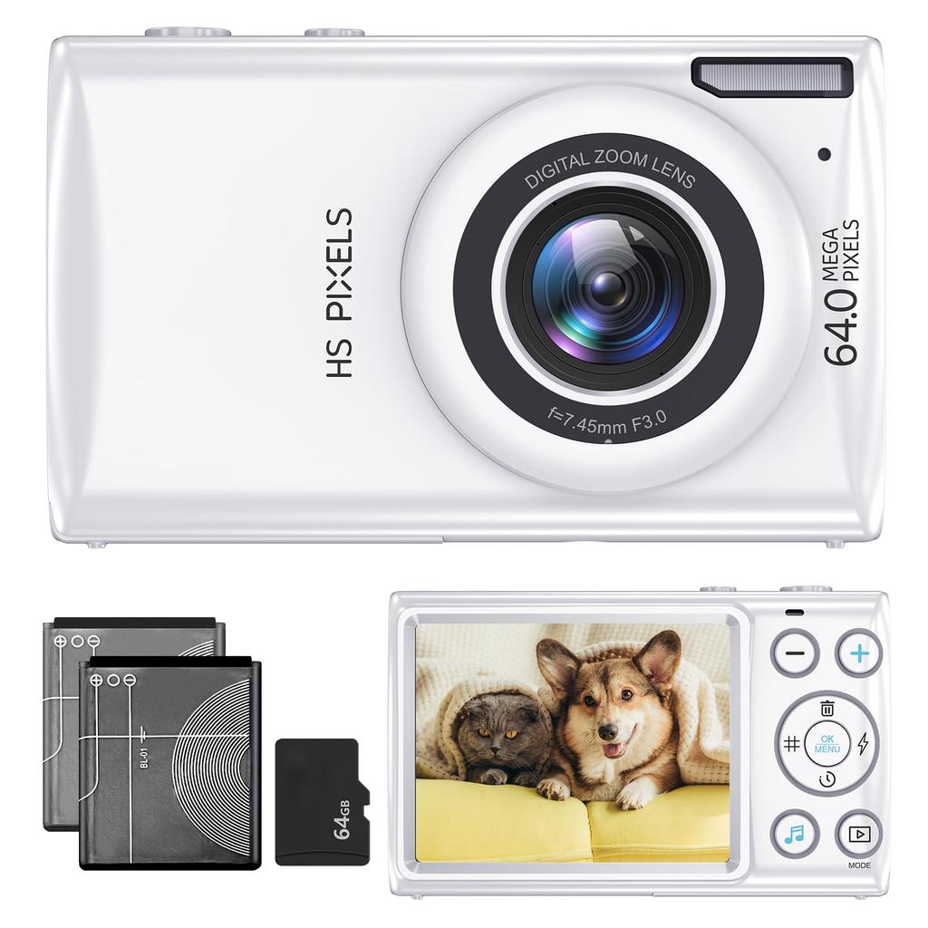 64MP Digital Camera with for 18x Digital Lightweight and Camera for and Perfect for School Entrance and New Gifts Multi-functionality Vlogging, Zoom,