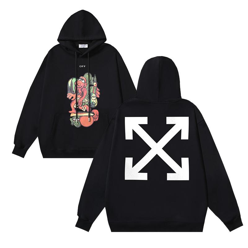 1216 Off-White 2025 Autumn and Winter New OW Monster Arrow Pattern Pullover Print Men's and Women's Hooded Sweatshirt