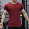 Men's Elastic Muscle T-Shirt Round Neck Short Sleeve Fitness Top Slim Fit Casual Running Tee for Sports Gym Outdoors