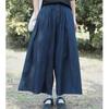 Japanese Vintage Wide-leg Culottes Women Loose Casual Cropped Pants Summer Autumn Casual Simple Pants