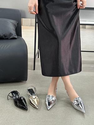 Модные женские босоножки с острым носком 2024 года, новые поступления, летние туфли на тонком высоком каблуке, повседневные туфли-мюли, женские туфли-лодочки для вечеринок на среднем каблуке