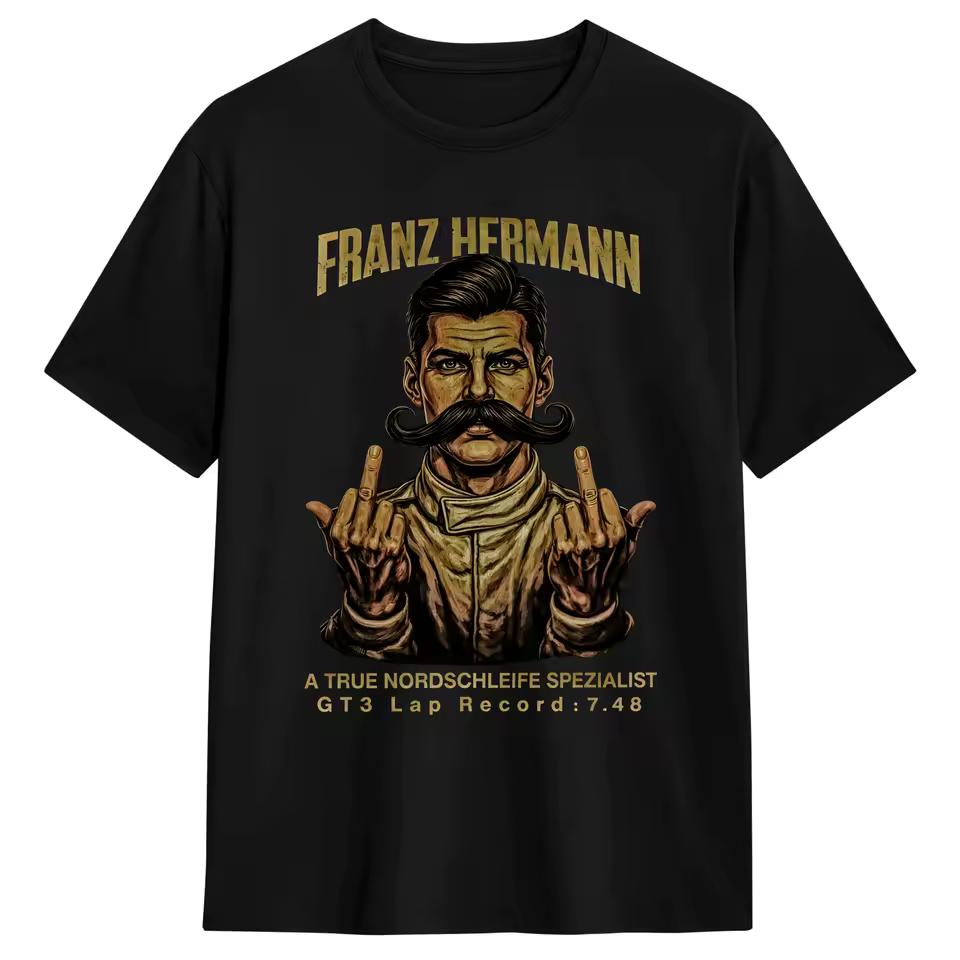 Винтажная футболка Franz Hermann MAX-VERSTAPPEN с жестом "средний палец" Летняя хлопковая футболка Мужская одежда Женская повседневная футболка
