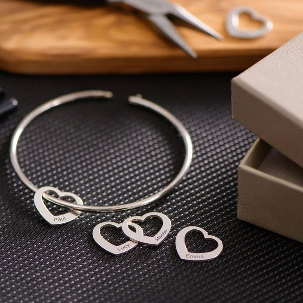Fils новый заказ гравировка имя сердце подвески браслеты для женщин персонализированный браслет из нержавеющей стали по индивидуальному заказу DIY ювелирные изделия