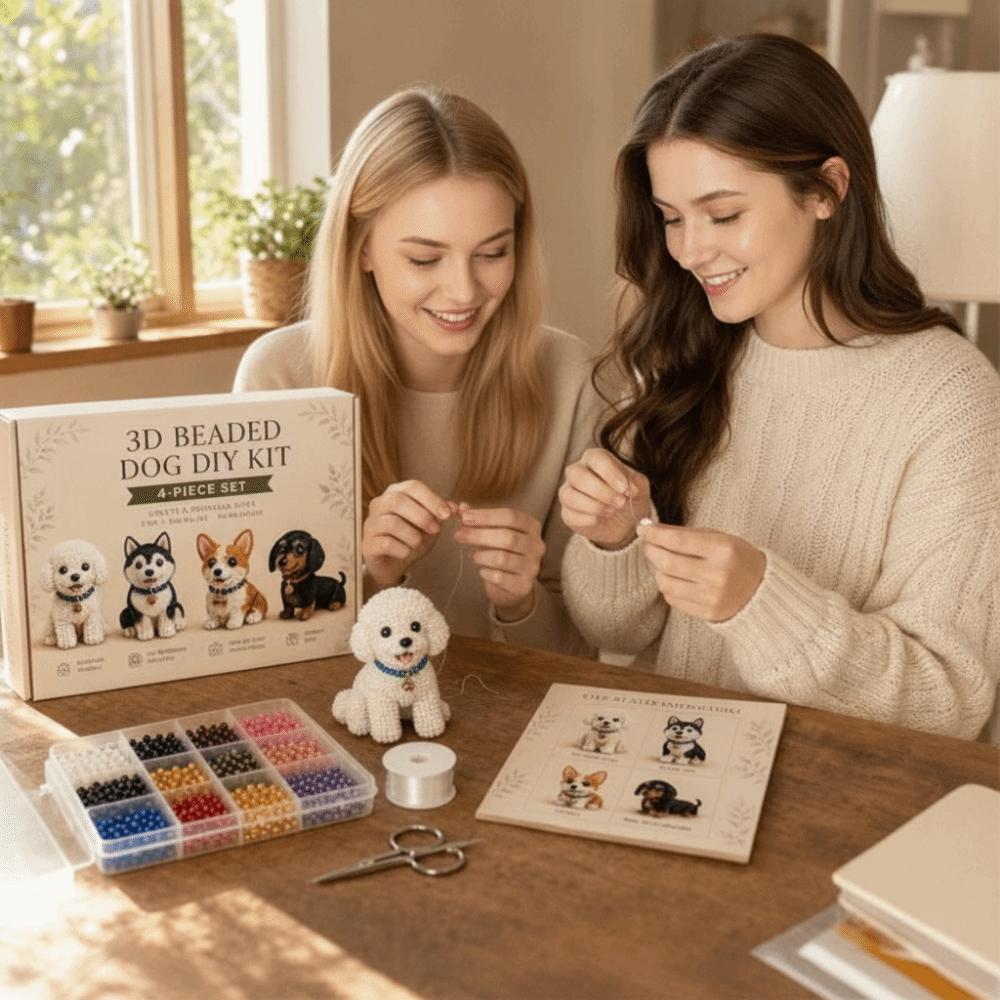 Tiny 3D Bead Pet Keychain Making Kit Handmade Animal Crafting Set Indoor Activities
