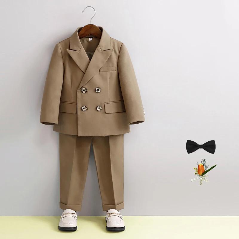 Boys Wedding Suit Handsome Black Tie Blazers Set Childrens Formal Birthday Tuxedo 2 To 12 Years Kids Piano Performance Costume