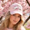 Embroidered Bee Hat Baseball with Rhinestone Bow, Bees Butterflies Pattern Sun Curved Brim Cap Hat, Adjustable Metal Buckle Sport for All-Season Wear