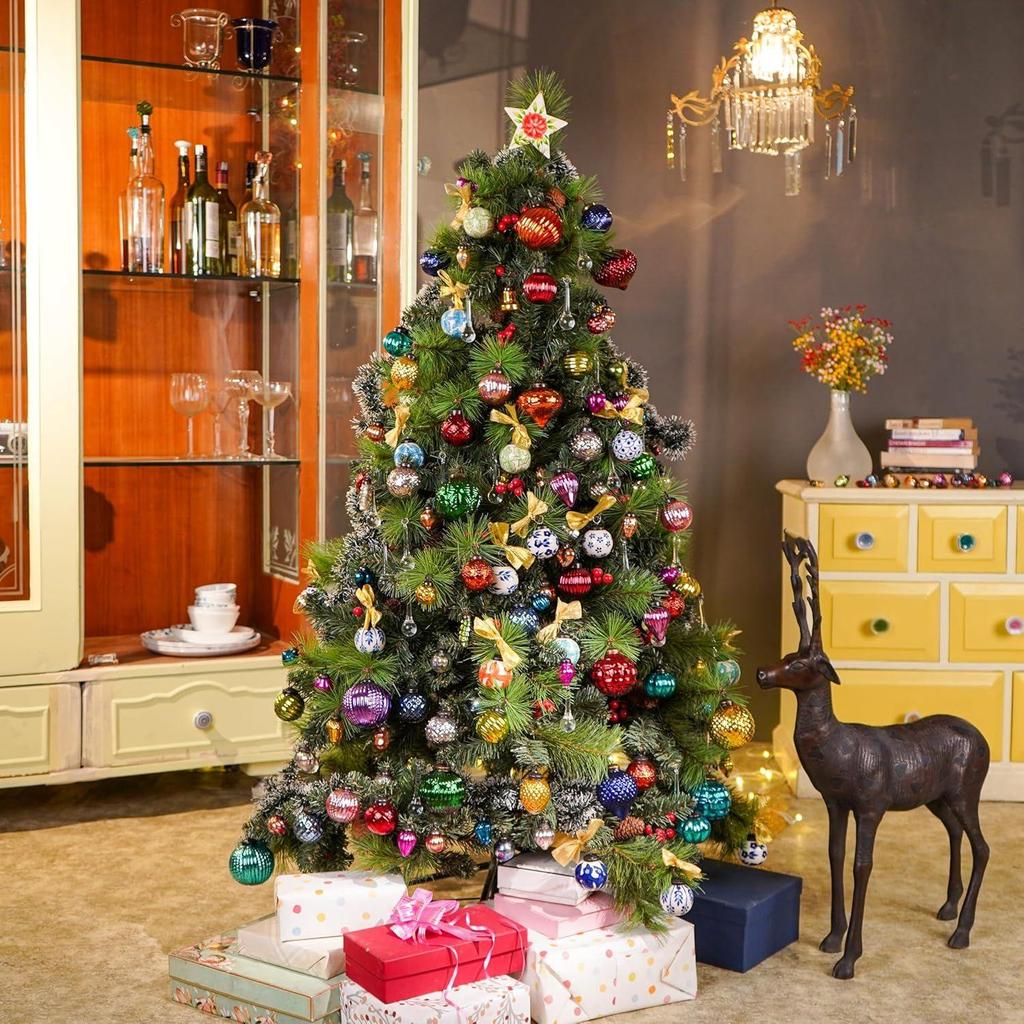 25 Pieces Blue Glass Vintage Christmas Ornaments Mini Bulk Decorative Ornaments X Mas Balls for Halloween, Christmas Tree