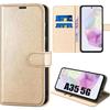 Protective Case - BOOLING - for Samsung Galaxy A35 5G - PU Leather and TPU - Cover - Gold