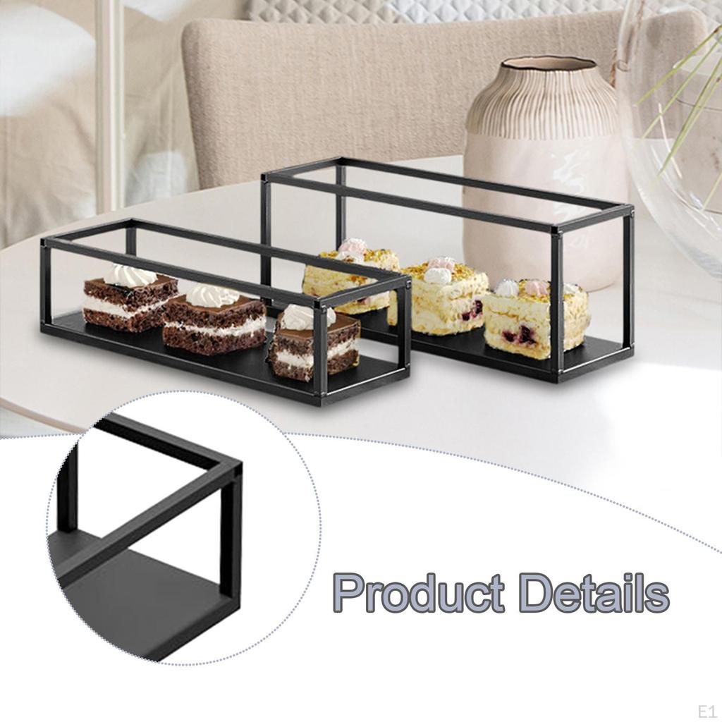 2x Металлическая подставка для кексов Набор для сервировки десертного стола Прямоугольное блюдо для выпускного