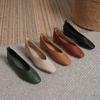 Fashion Woman Elegant Summer French Square Toe Green Mary Janes Cute Casual Flats Female Retro Shoes Low Heeled Soft Soled Flat Shoes