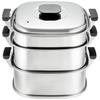 Mikojima Seisakusho Momo-in Square Steamer, 29cm, 3 Tiers, 18-0 Stainless Steel, Japan, AMS69293
