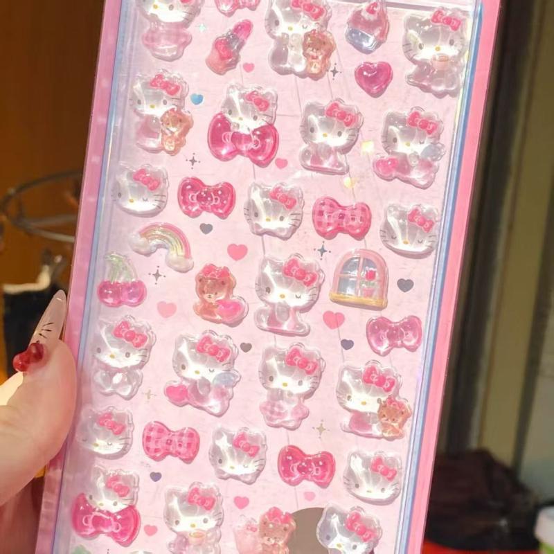 Solid My Melody and Kuromi 3D Cartoon Stickers - Fun Stereo Fairy DIY Decoration, Phone Case Decoration, Gifts for Girls