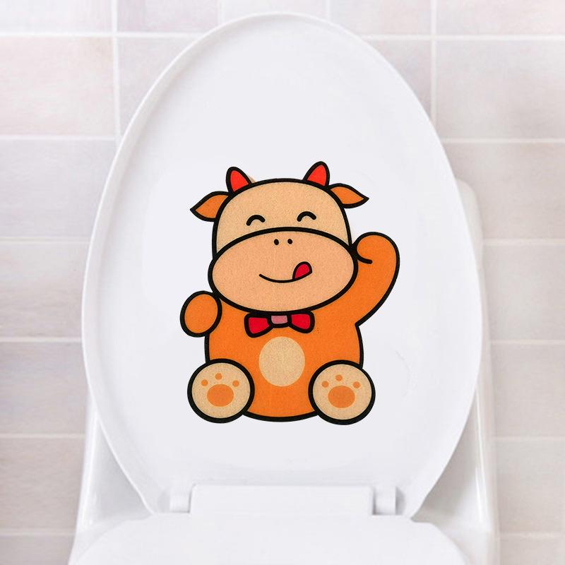 Фетровая мультяшная наклейка самоклеящаяся наклейка на унитаз для ванной комнаты гостиной аксессуары для дома наклейка медведь лягушка кролик дезодорирующая наклейка
