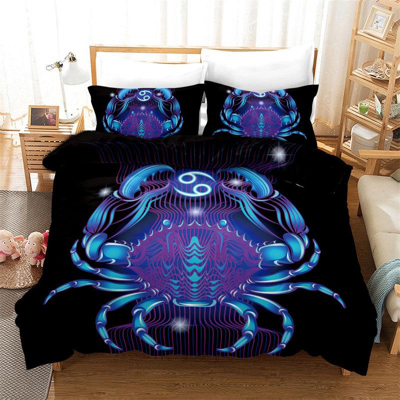 3D Aries Duvet Cover Set Twelve Constellations Bedding Set For Teens Kids Dorm Decor Microfiber Exotic Abstract Art Quilt Cover