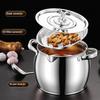 Масляная кастрюля из нержавеющей стали с двойными ручками и ситечком, вместительный контейнер для масла с крышкой, термостойкий, нержавеющий, многофункциональный кухонный инструмент.