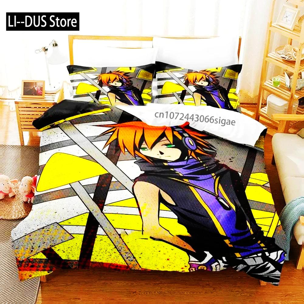 Аниме The World Ends With You Нэку Сакураба Комплект постельного белья Пододеяльник Комплект для кровати Пододеяльник Наволочка Одеяло Размер King Queen