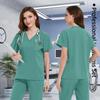Multicolour Jogger Suits Doctor Nursing Uniforms Short Sleeve V-neck Tops Pocket Pants Nurse Scrubs Set Medical Clinical Clothes
