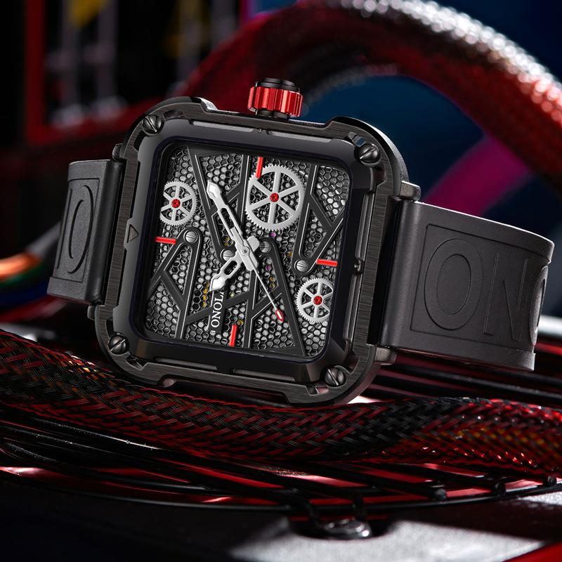 ONOLA Полностью автоматические механические часы мужские силиконовые ленты спортивные водонепроницаемые часы мужские