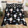 Комплект постельного белья Balloon Duvet Cover Set King Twin Size Polyester Hand Painted Style Floating Hot Air Balls with Clouds Moon Print Set