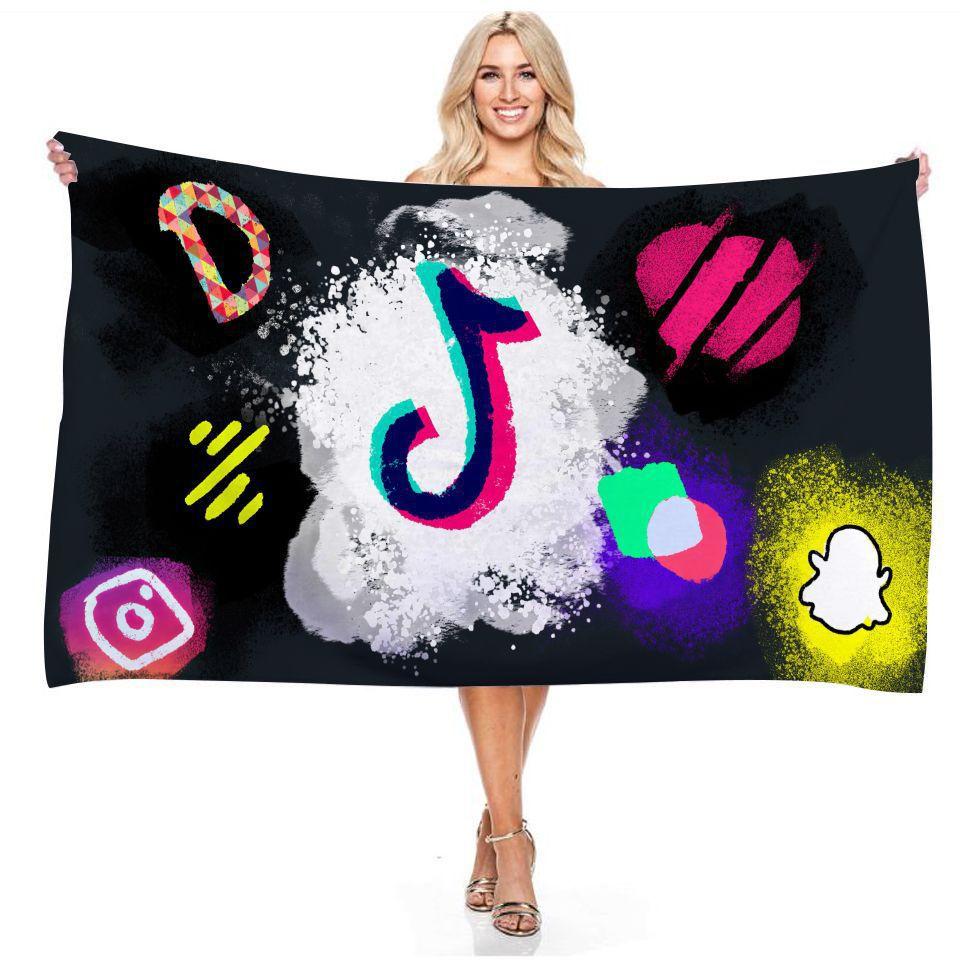 Яркое полотенце с принтом Tiktok, идеально подходит для плавания, купальных костюмов и использования в душе