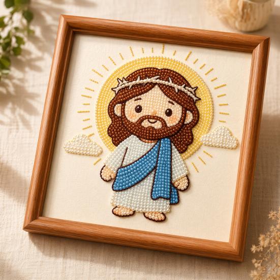 Набор для рисования Иисуса жемчугом, Набор для рукоделия «Сделай сам» с изображением Иисуса и стразами, Дружелюбный к новичкам религиозный арт-набор для домашнего декора