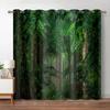 Natural Scenery Blackout Curtain Forest Waterfall Jungle Tree Landscape Living Room Bedroom Window Left and Right Biparting Open