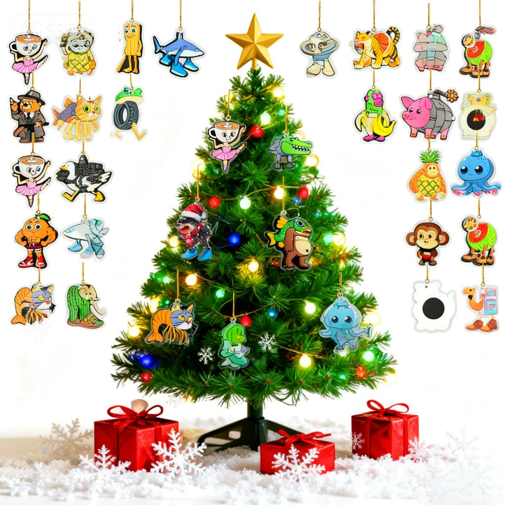 2D Плоский Акриловый Мистери Бокс 24 шт. Подвеска с Коробкой в Виде Самолета Забавный Рождественский Календарь Обратного Отсчета