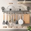 Kitchen Hanging Rod Hook Rack No Punching Multifunctional Shelf Pot Lid Knife Holder Spoon Rack Wall Hanging Storage Rack Wholesale
