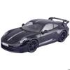 Mounted Miniatures - Porsche 911 GT3 Black with White Stripe 2022 1/18 Maisto