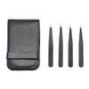 Basics High Precision Tweezers Hair Removal Case Black 4-Piece Set