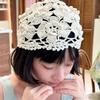 Handmade Crochet Flower Knitted Hat Bohemian Style Woven Cap Sweet Hollowed Out Beanie Cap  Girls