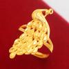 Adjustable Gold Plated Phoenix Ring for Women – Elegant Sand-Gold Finish, Wedding Jewelry, Lucky Symbol Ring