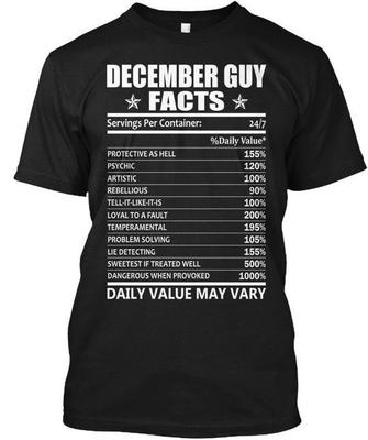 Факты о декабрьском парне Количество порций в упаковке Футболка Сделано в США Размер от S до 5XL
