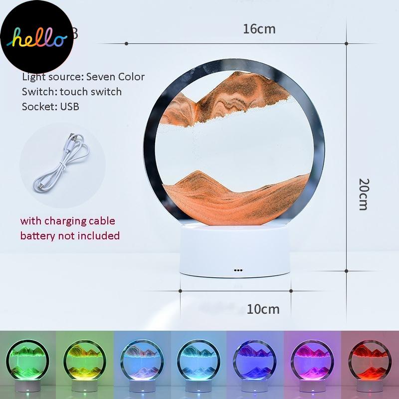 Светодиодная лампа для песка, художественная рамка с движущимся песком, RGB USB, песочные часы, 3D, глубокий морской пейзаж, дисплей в движении, украшение, ночник
