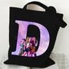 Anime Cartoon Letter Printed Canvas Bag Student Casual Shoulder Bag Large Capacity Messenger Bag