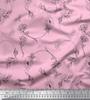 Pink Poly Crepe Fabric Foxglove & Columbine Star Floral Fabric Prints By Metre 42 Inch