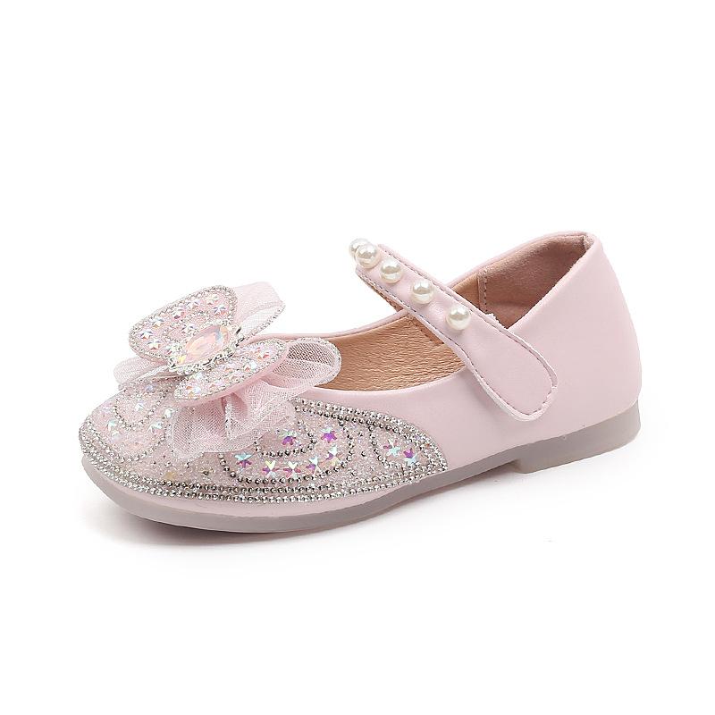 Girls' Shoes Aisha Crystal Princess Shoes Korean Version Soft-Soled Rhinestone Single Shoes Spring And Summer New Baby Girl Leather Shoes
