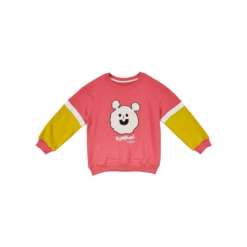 Toothpick Pill and Friends Girls' Autumn Sweatshirt Cartoon Cute Print Pullover Kids Patchwork Top
