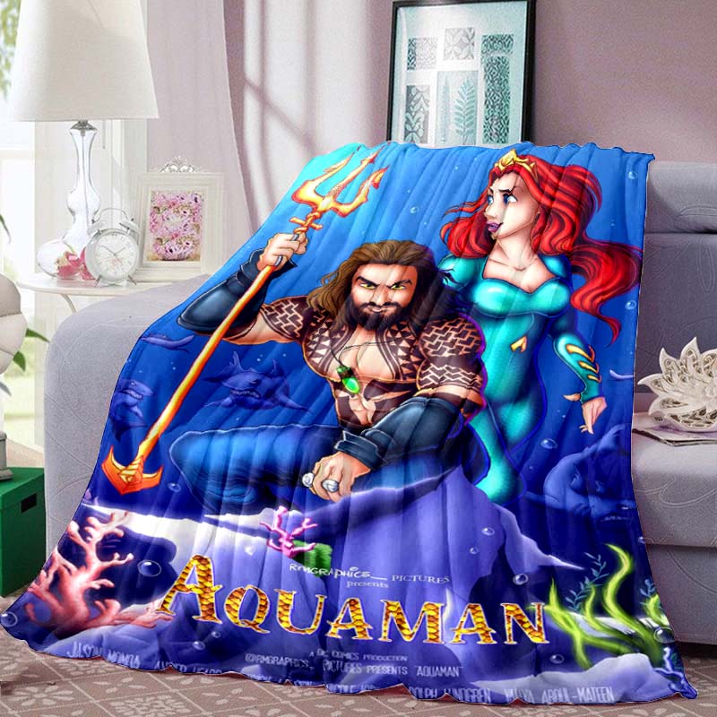 The Aquaman fantasy movie-themed cartoon blanket is perfect for naps, sofas, living rooms, offices, bedrooms, and other similar
