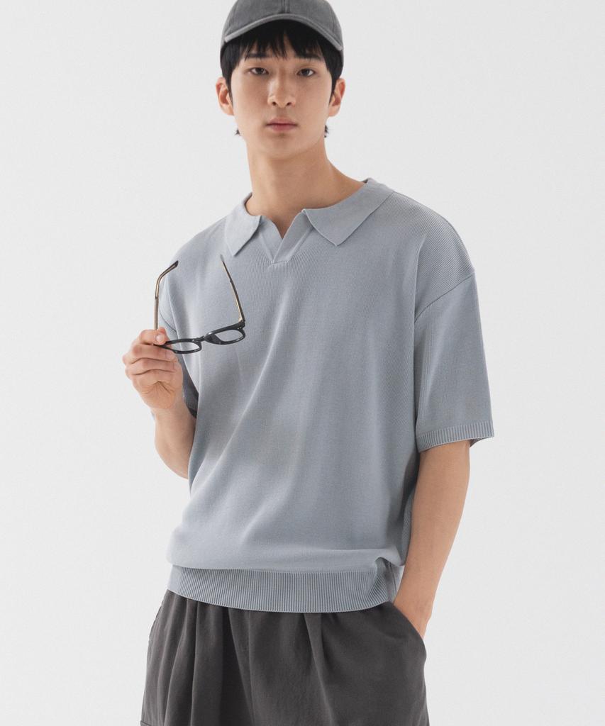 PIANER [2 Pack] Classic Open Collar Short Sleeve Knit (4 Colors)
